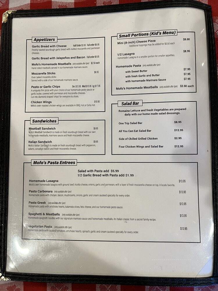 Mofo's Pizza - Incline Village, NV menu_pic