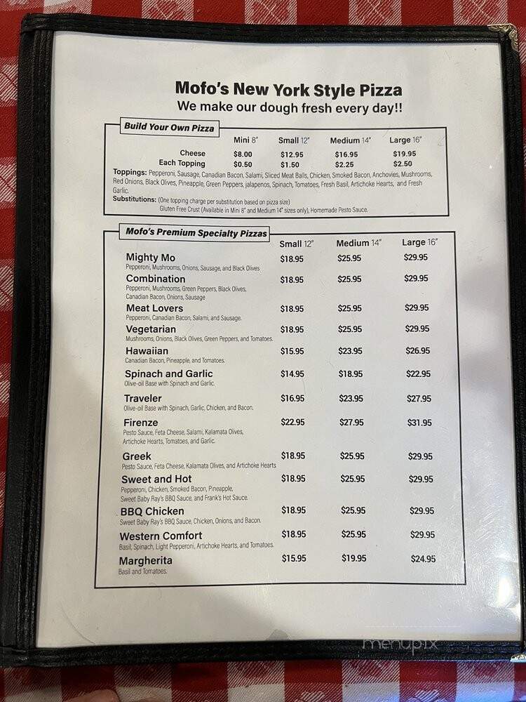 Mofo's Pizza - Incline Village, NV menu_pic