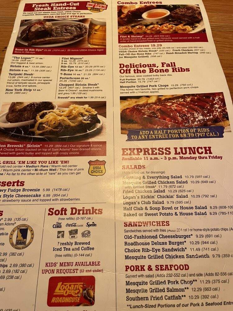 Logan's Roadhouse - Greenville, NC menu_pic