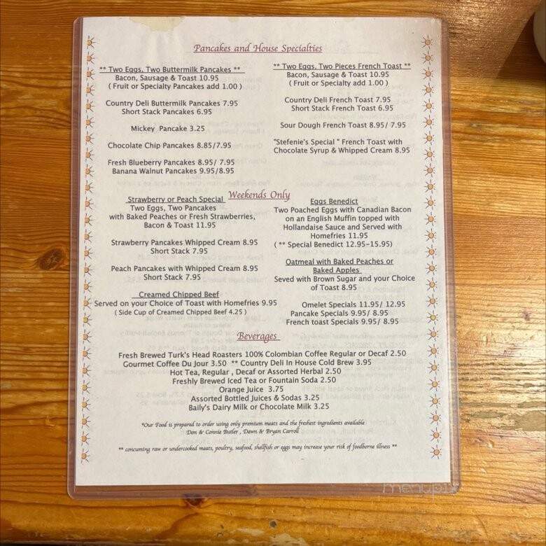 Country Deli - Gradyville, PA menu_pic