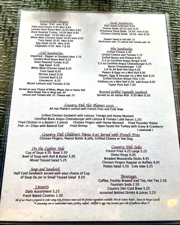 Country Deli - Gradyville, PA menu_pic
