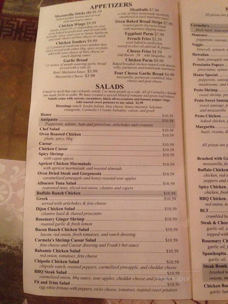 Carmella's Pizzeria - Portsmouth, RI menu_pic