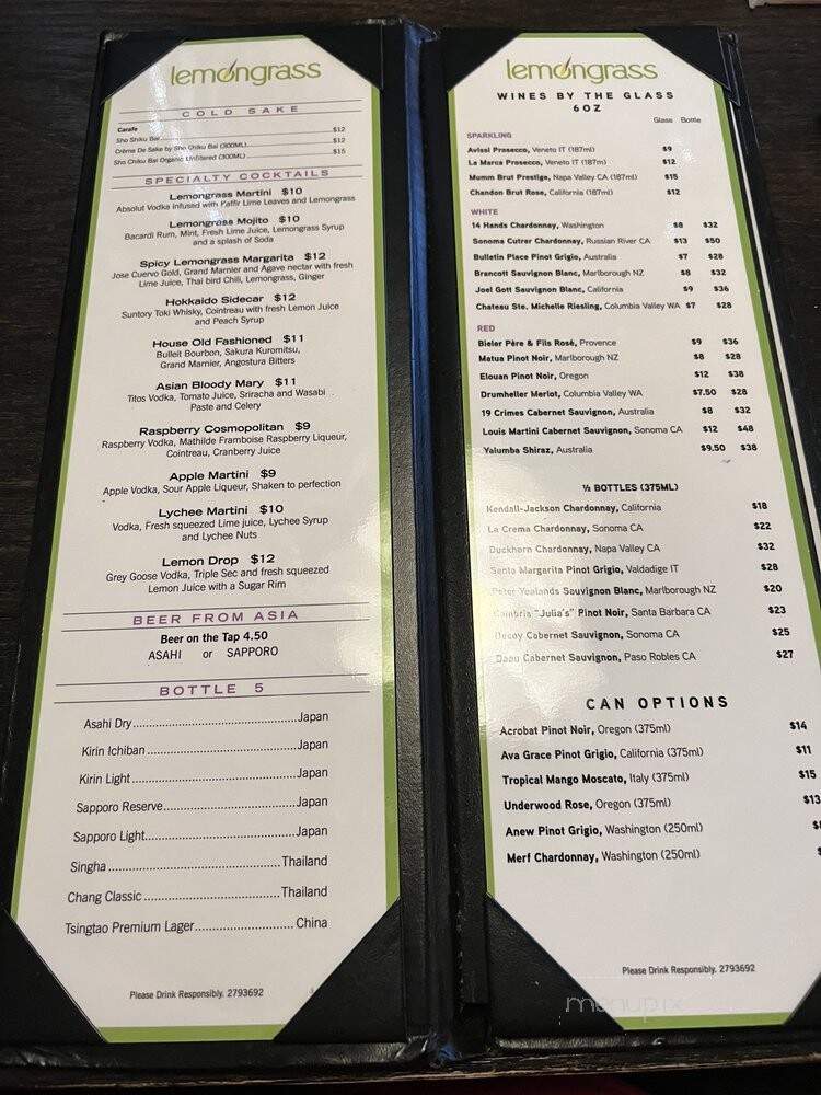 Lemon Grass Cafe - Bellaire, TX menu_pic