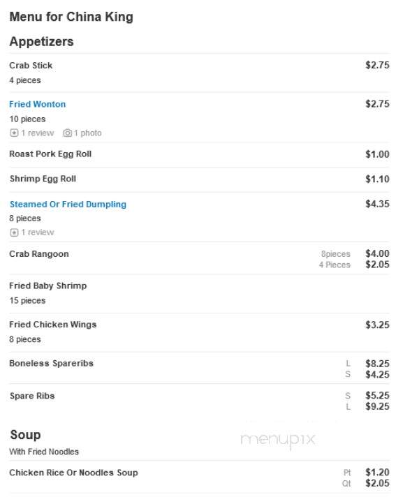 China King Corp - Sterling, VA menu_pic