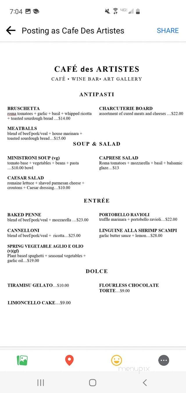 Cafe Des Artistes - Fallbrook, CA menu_pic