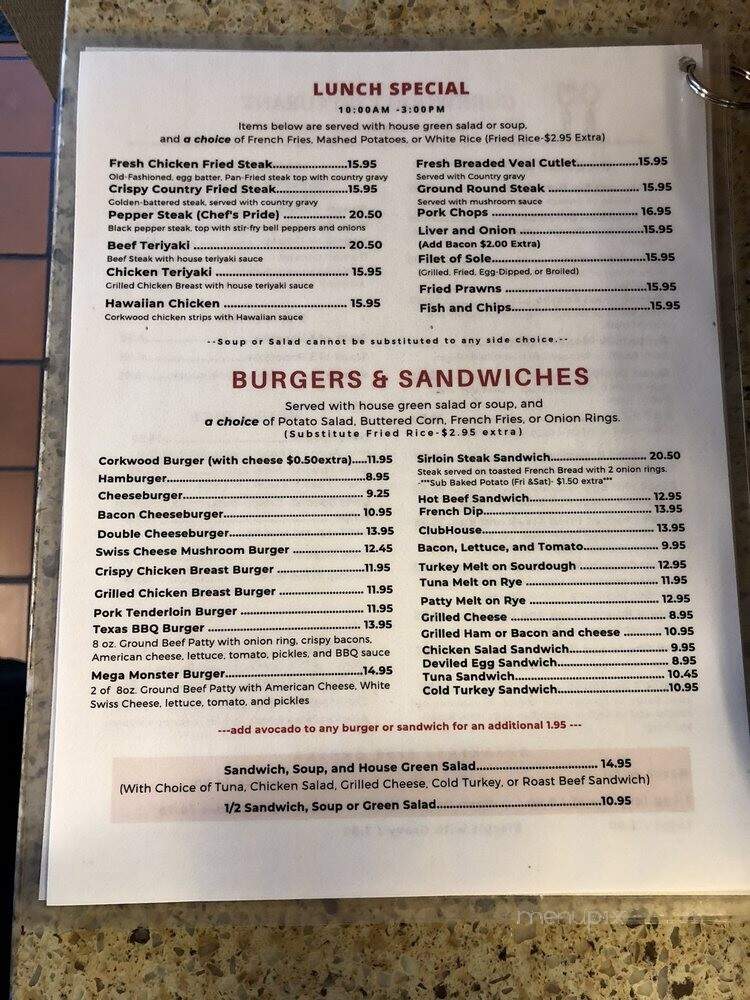 Corkwood Restaurant - Woodland, CA menu_pic