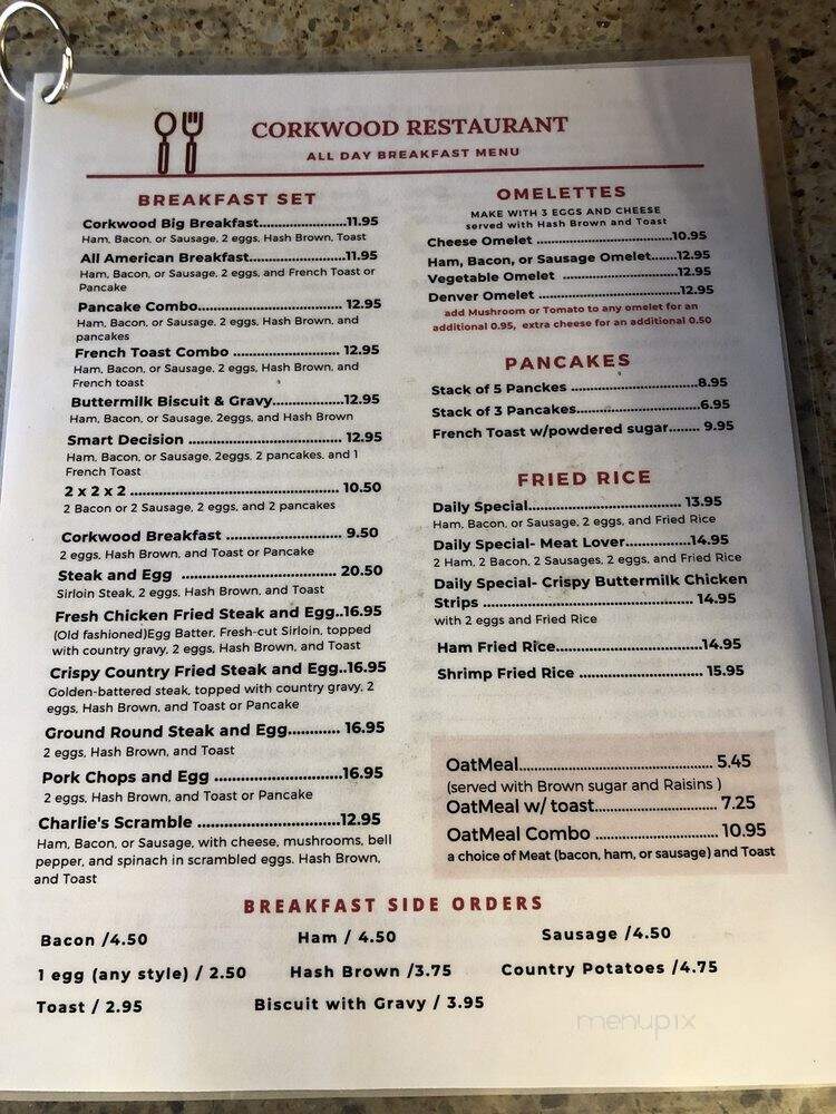 Corkwood Restaurant - Woodland, CA menu_pic