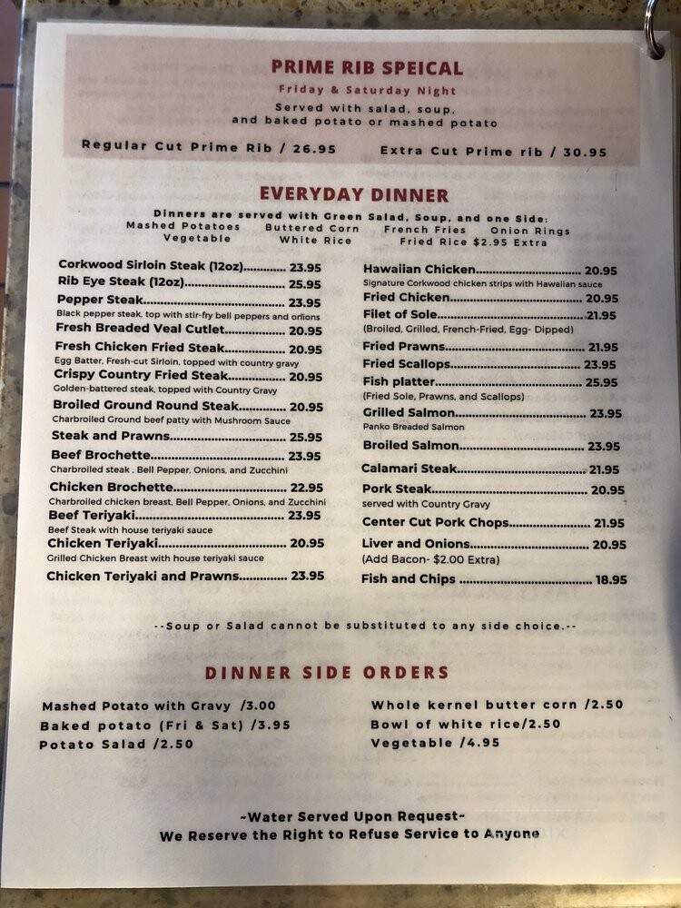 Corkwood Restaurant - Woodland, CA menu_pic