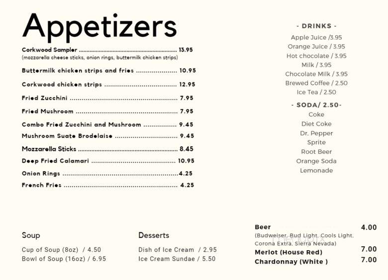 Corkwood Restaurant - Woodland, CA menu_pic