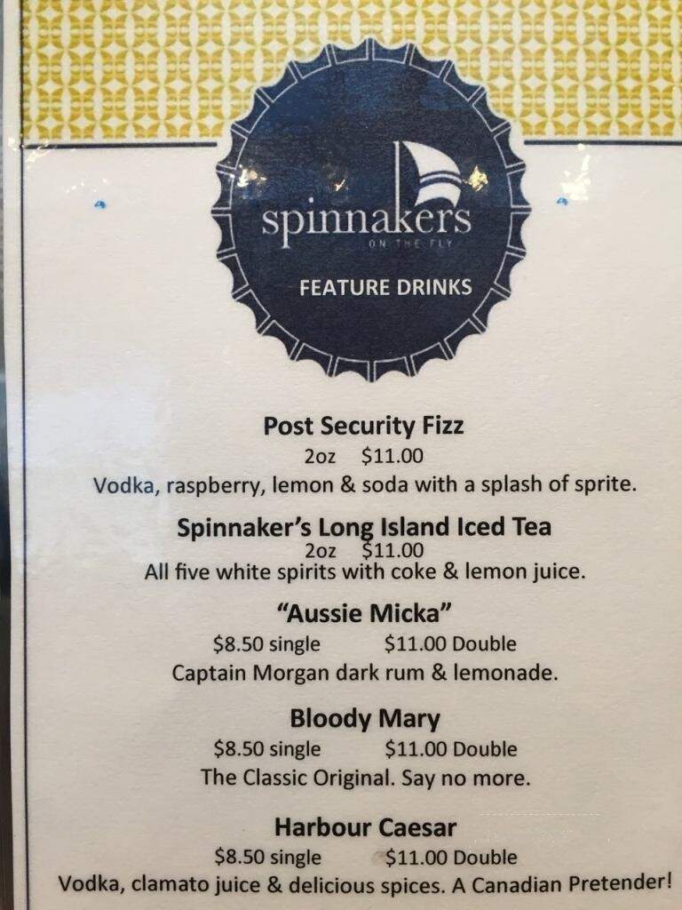 Spinnaker's On the Fly - Sidney, BC menu_pic