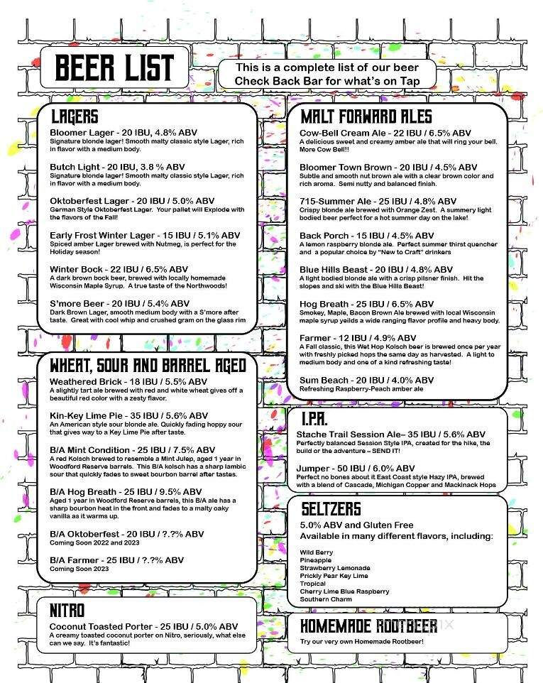 Bloomer Brewing - Bloomer, WI menu_pic