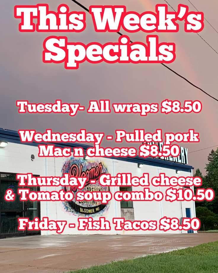 Bloomer Brewing - Bloomer, WI menu_pic