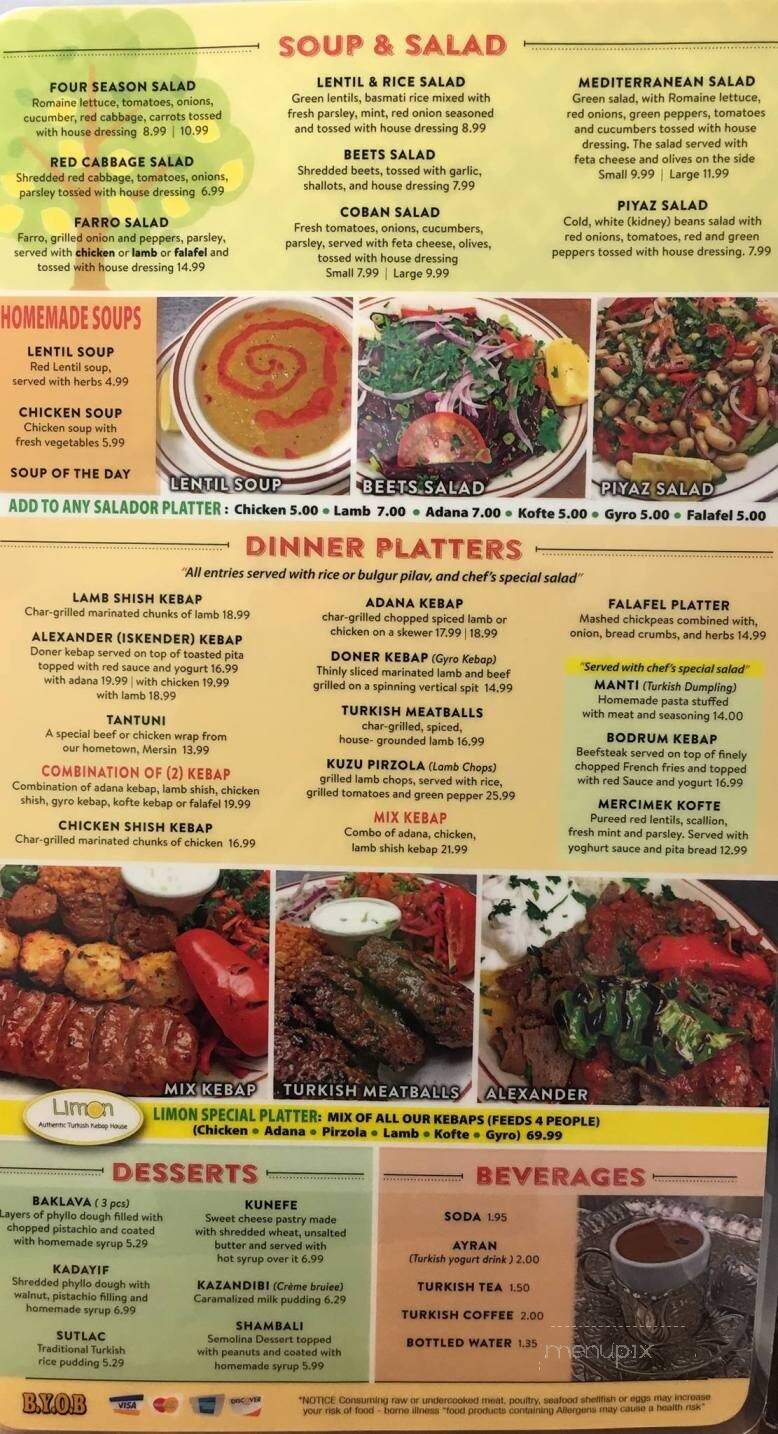 Limon Authentic Turkish Kebap House - Hellertown, PA menu_pic