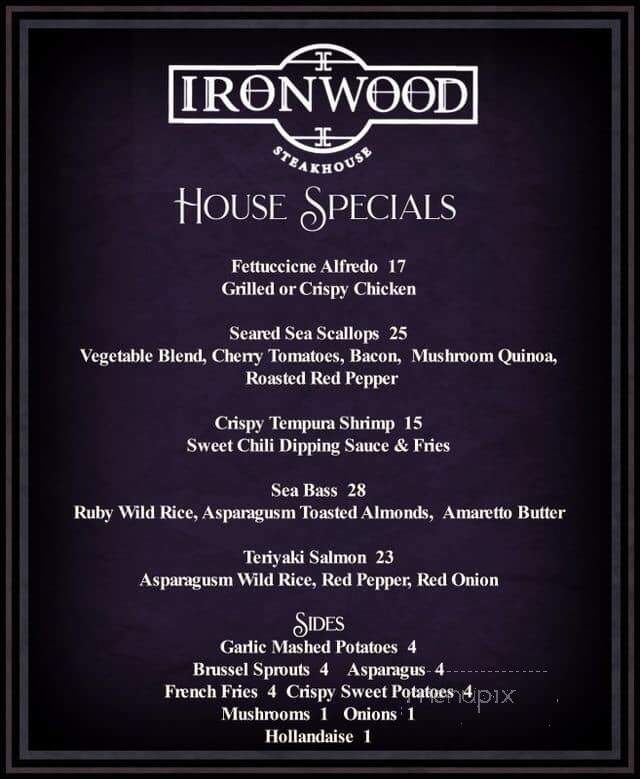 IronWood Steakhouse - Tiffin, OH menu_pic
