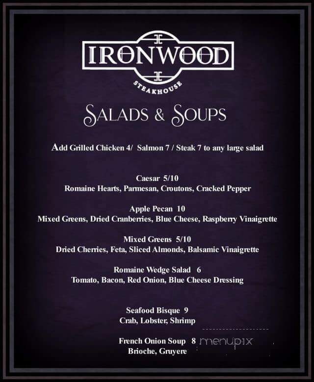 IronWood Steakhouse - Tiffin, OH menu_pic