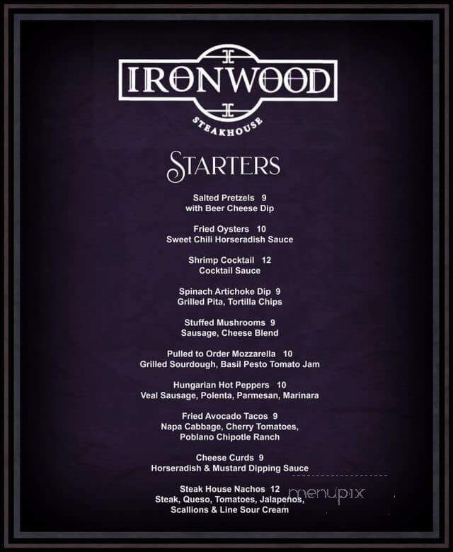 IronWood Steakhouse - Tiffin, OH menu_pic