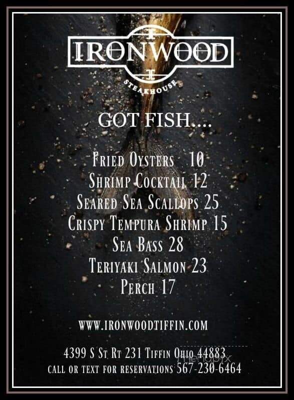 IronWood Steakhouse - Tiffin, OH menu_pic