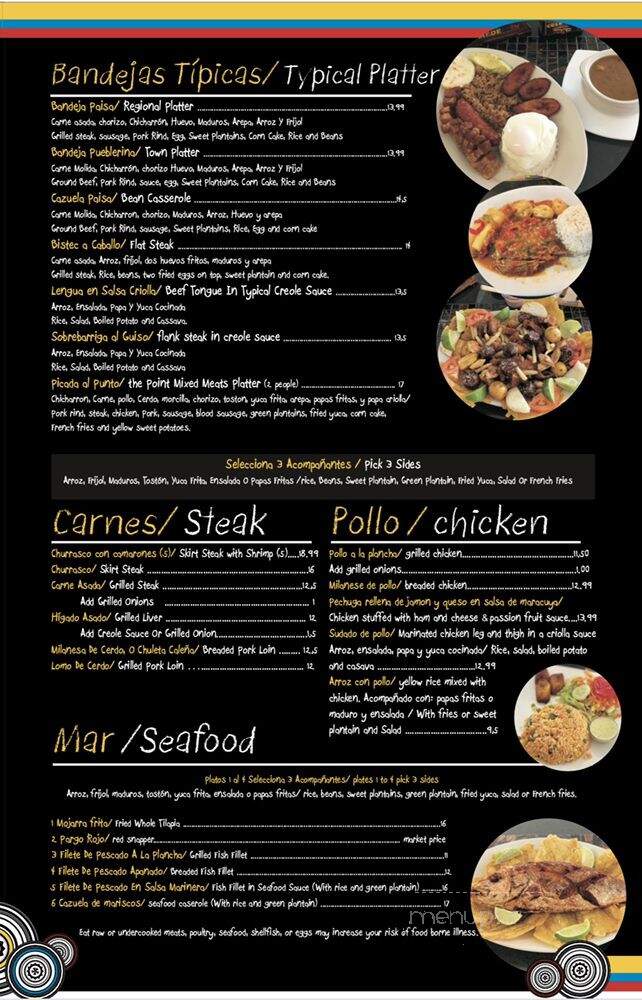 Colombian Point Restaurant - Sarasota, FL menu_pic