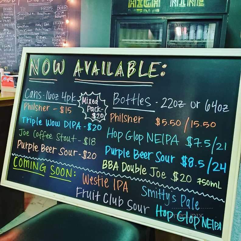 High Nine Brewing - Deep River, CT menu_pic