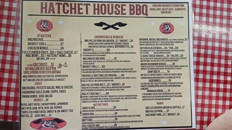 Hatchet House BBQ - Roachdale, IN menu_pic