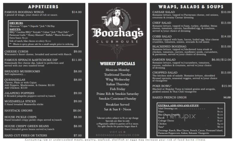 Boozehag's Clubhouse - Nashotah, WI menu_pic