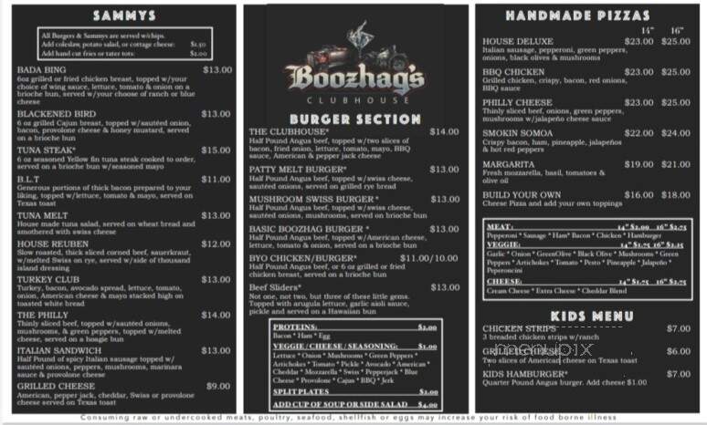 Boozehag's Clubhouse - Nashotah, WI menu_pic
