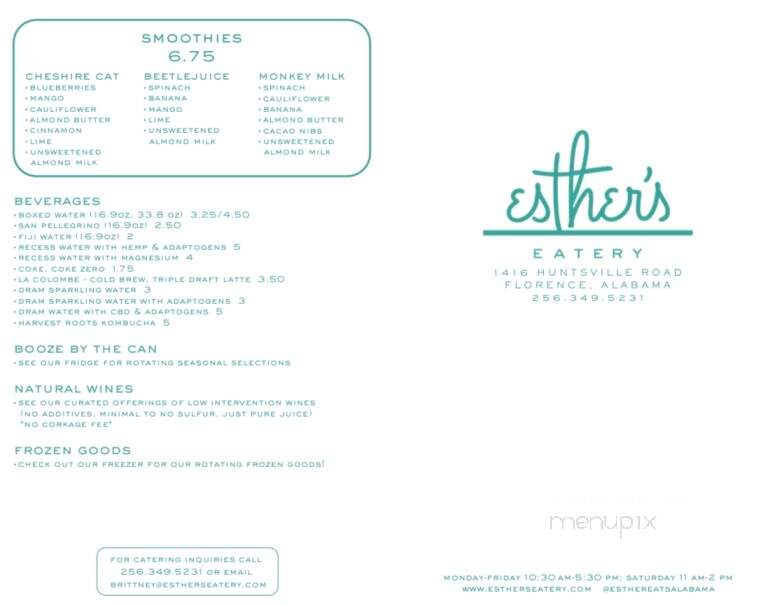 Esther's Eatery - Florence, AL menu_pic