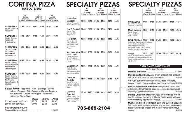 Cortina Restaurant - Espanola, ON menu_pic
