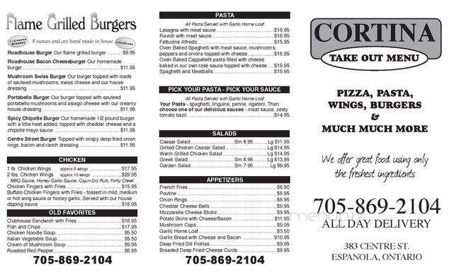 Cortina Restaurant - Espanola, ON menu_pic