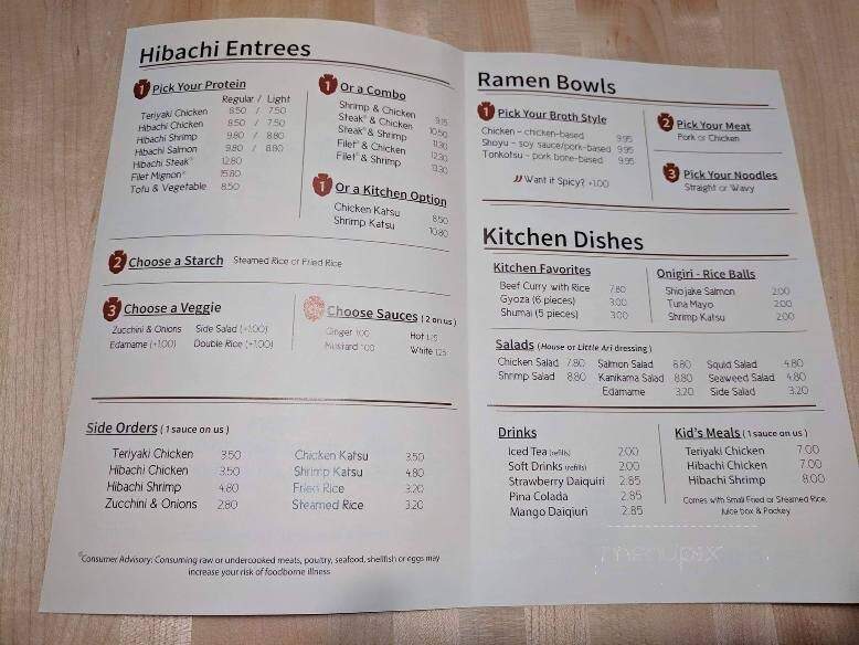 Little Ari's Japanese Kitchen - Greensboro, NC menu_pic