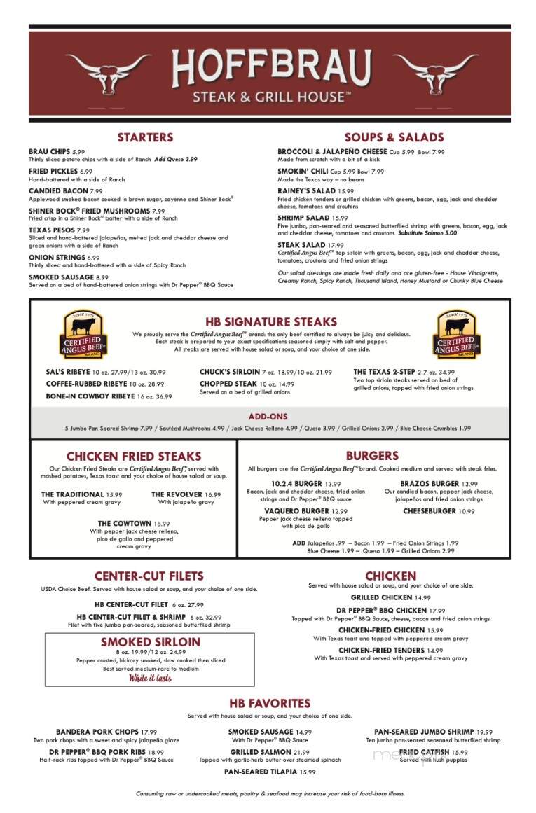 Hoffbrau Steak & Grill House - Grapevine, TX menu_pic