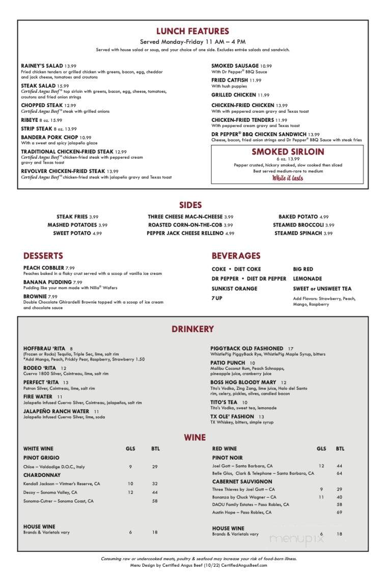 Hoffbrau Steak & Grill House - Grapevine, TX menu_pic