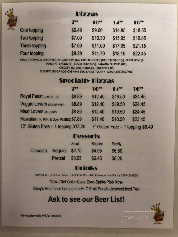 Pizza King - Greenwood, IN menu_pic