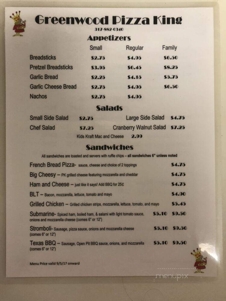 Pizza King - Greenwood, IN menu_pic