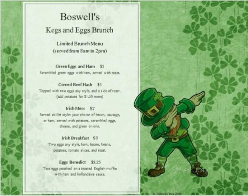 Boswell Alley - Cincinnati, OH menu_pic