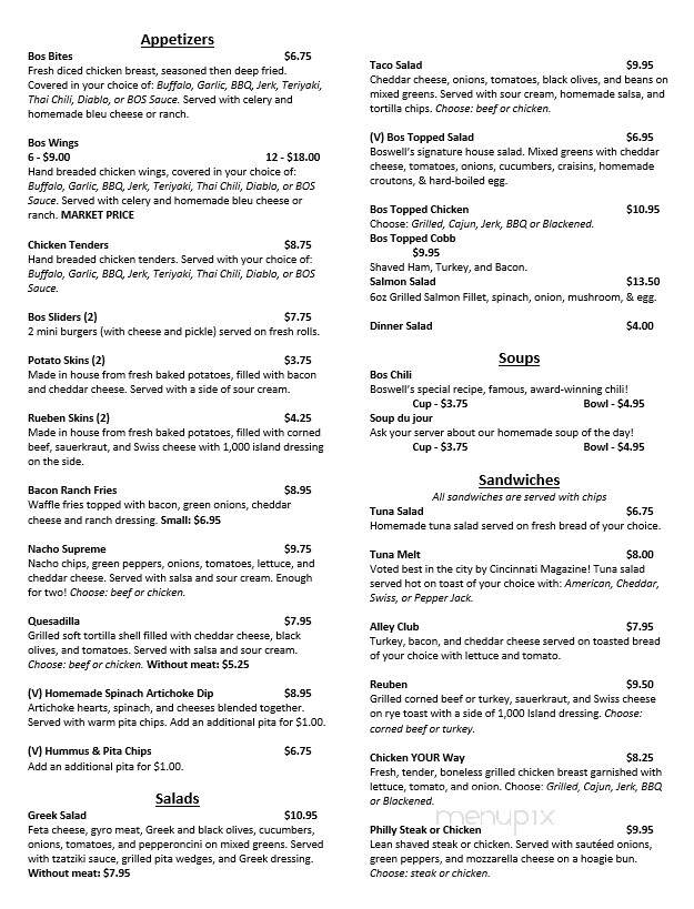 Boswell Alley - Cincinnati, OH menu_pic