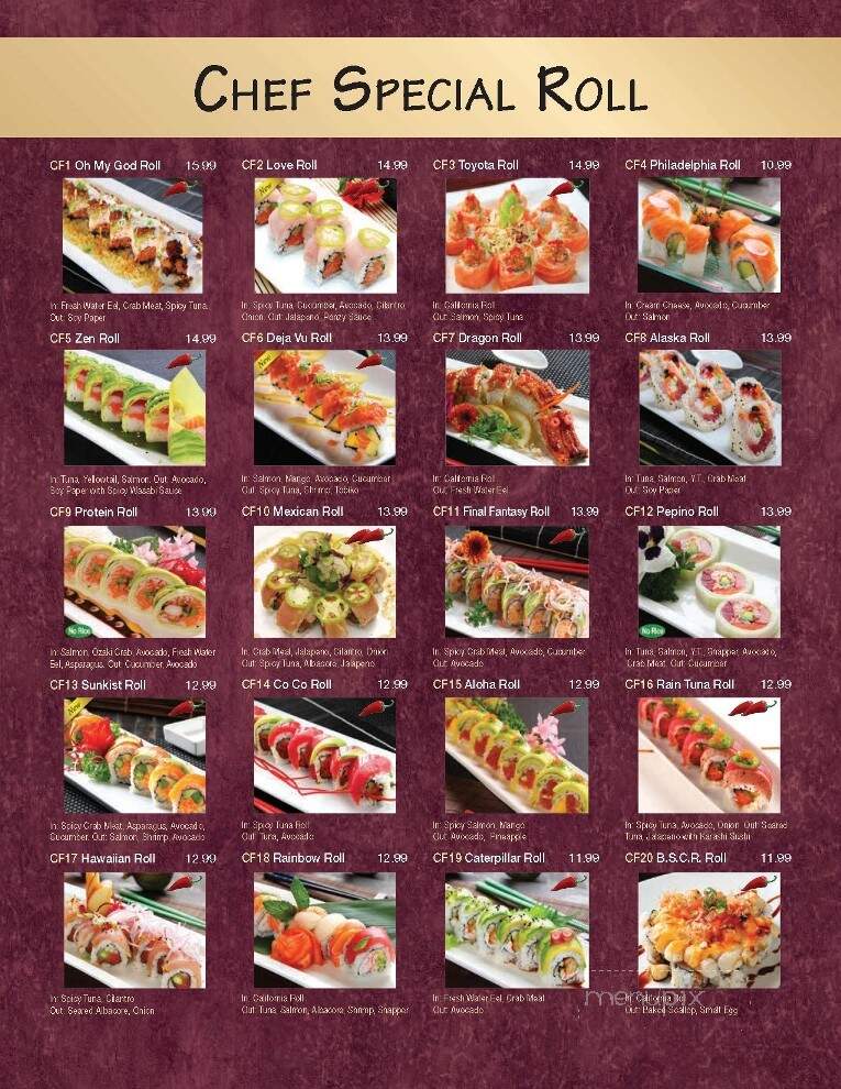 Coco Mongolian Grill & Sushi - Redding, CA menu_pic