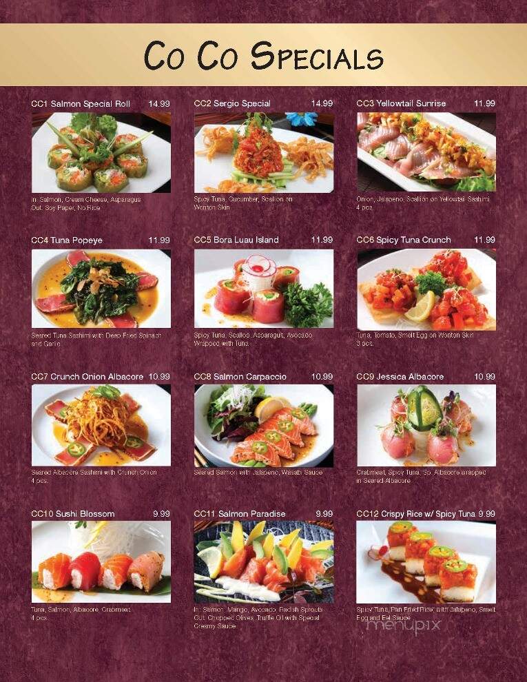Coco Mongolian Grill & Sushi - Redding, CA menu_pic