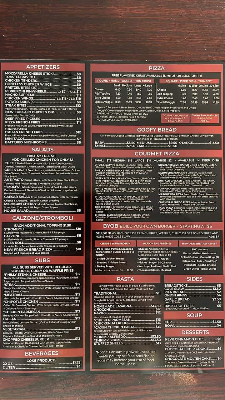 Vito's Pizzeria & Pub - Lincoln Park, MI menu_pic