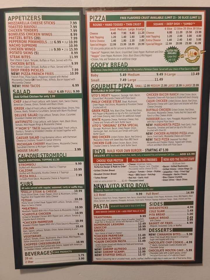 Vito's Pizzeria & Pub - Lincoln Park, MI menu_pic