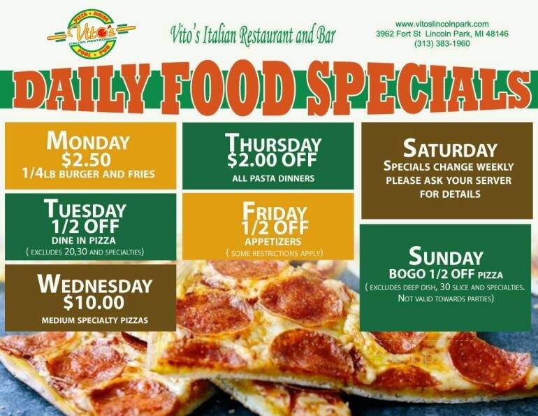 Vito's Pizzeria & Pub - Lincoln Park, MI menu_pic