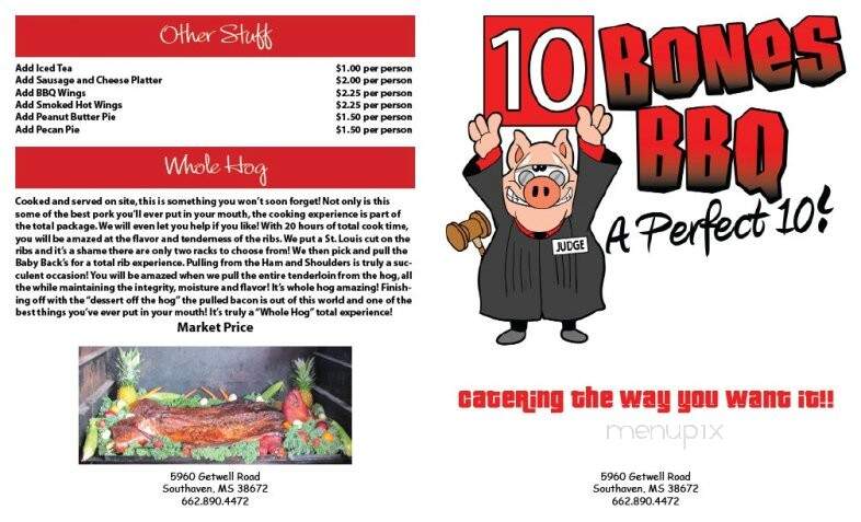 10 Bones BBQ - Southaven, MS menu_pic