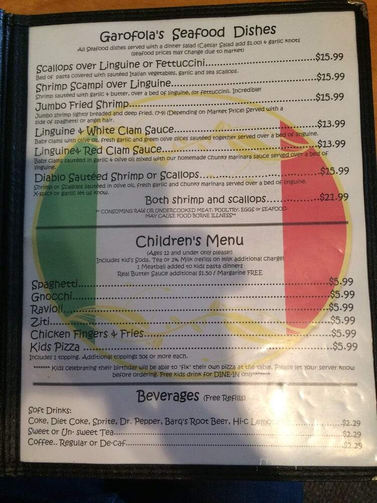 Garafola's Italiano - Concord, NC menu_pic