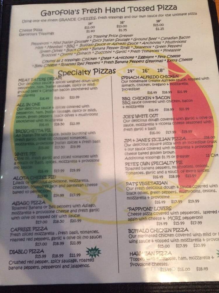 Garafola's Italiano - Concord, NC menu_pic