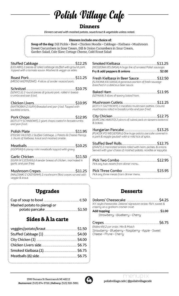 Polish Village Cafe - Hamtramck, MI menu_pic