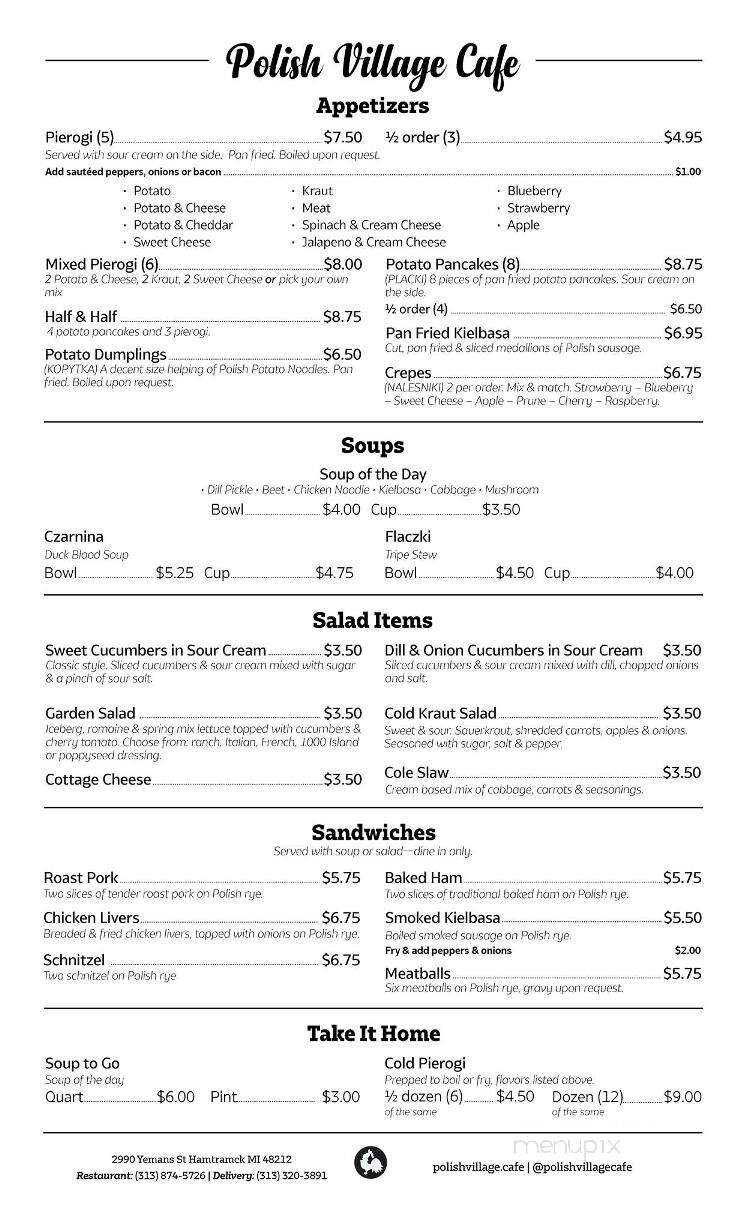Polish Village Cafe - Hamtramck, MI menu_pic