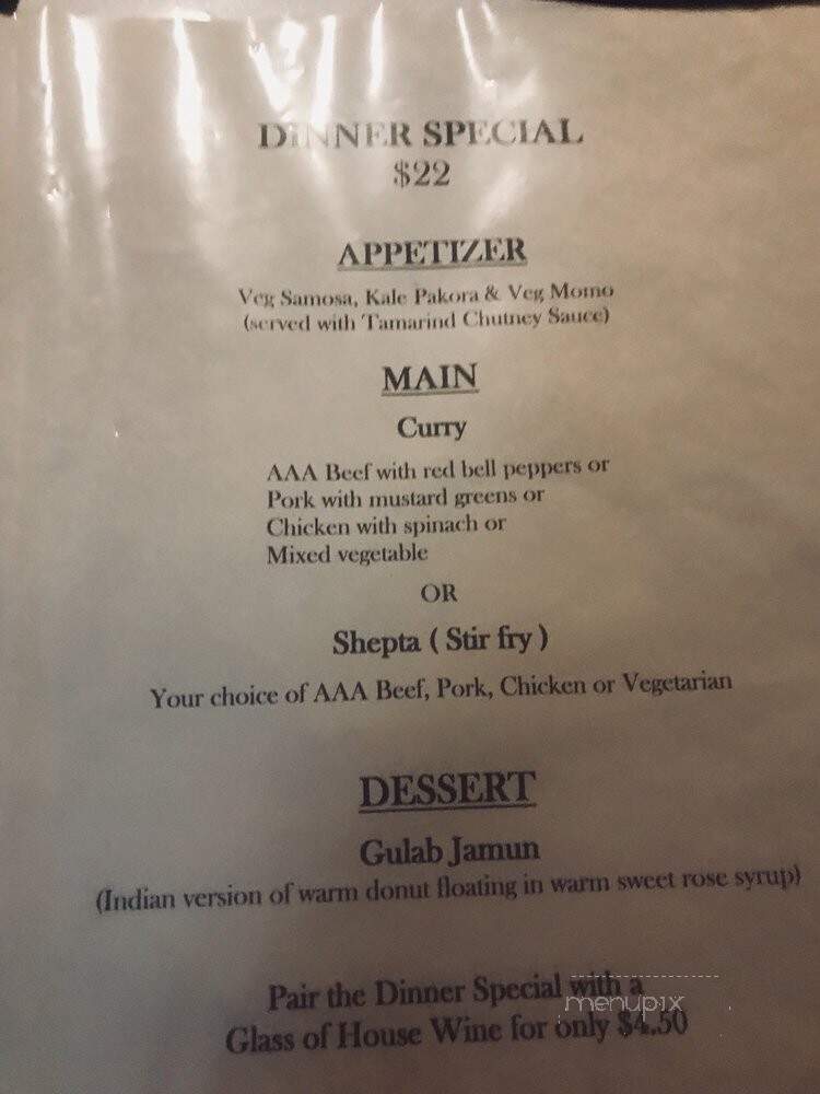 Tibetan Kitchen Cafe - Victoria, BC menu_pic