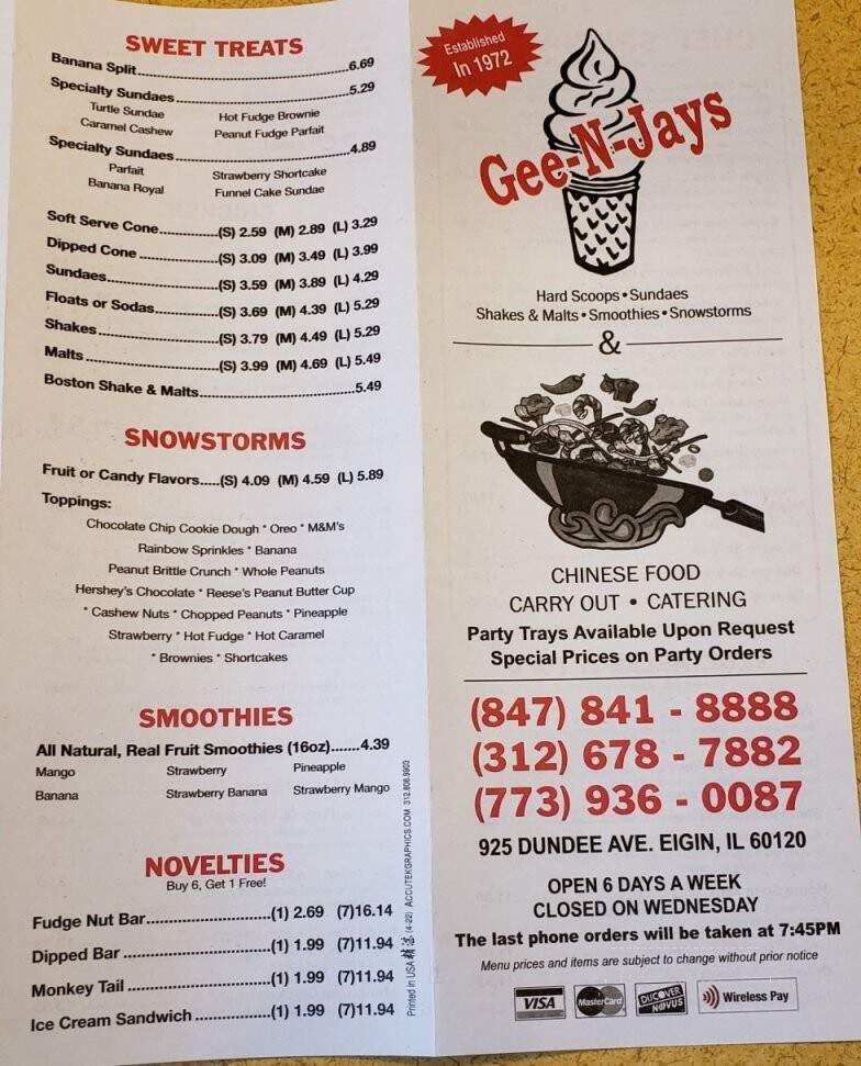 Gee & Jays - Elgin, IL menu_pic