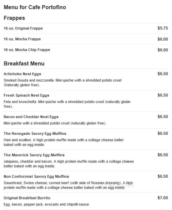 Caffe Portofino - Northport, NY menu_pic