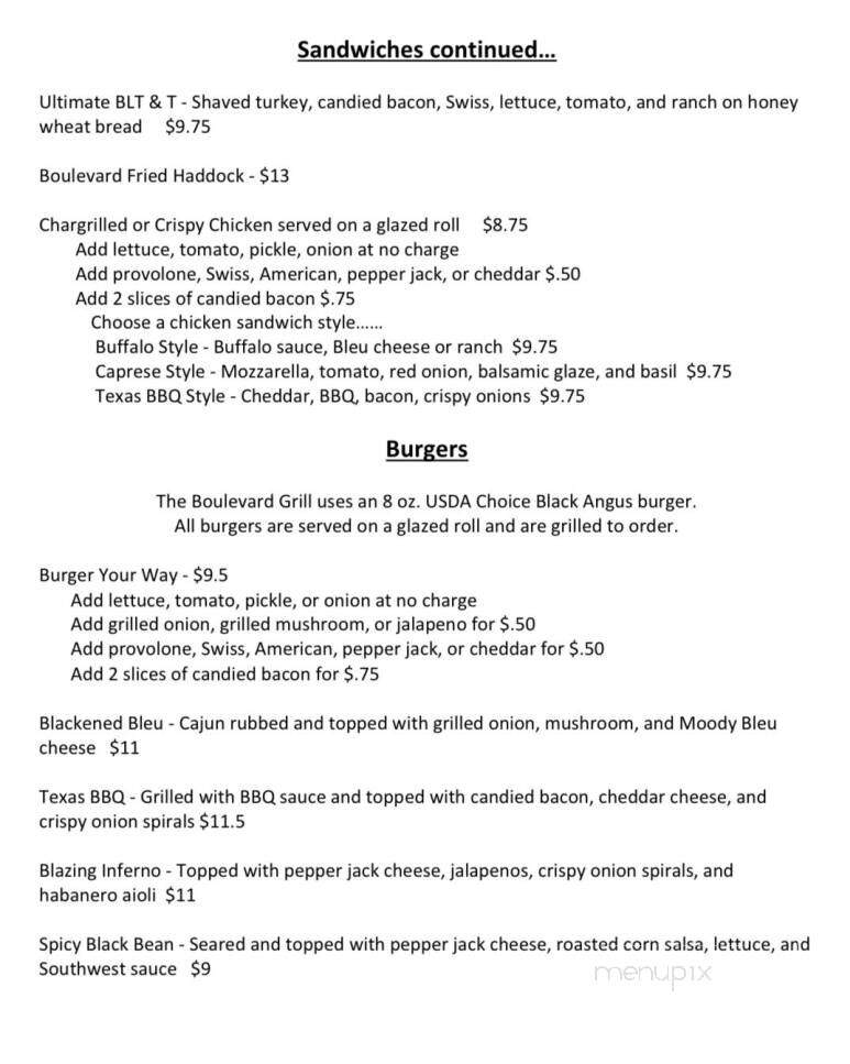Boulevard Grill - Johnstown, PA menu_pic